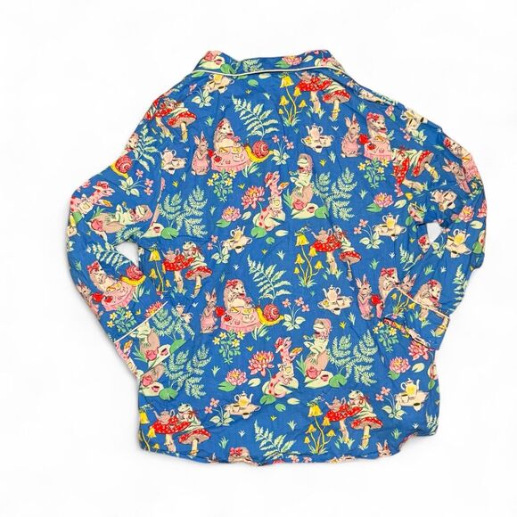 Print Fresh Tea Party 100% Organic Cotton Maximalist Long Pajama Set Size Large - Picture 4 of 8